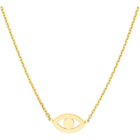Olas d'Oro - 14K Yellow Gold Mini Evil Eye Cutout Adjustable Necklace - 1.70g