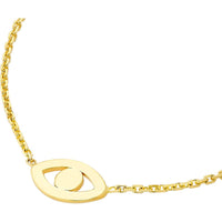 Olas d'Oro - 14K Yellow Gold Mini Evil Eye Cutout Adjustable Necklace - 1.70g