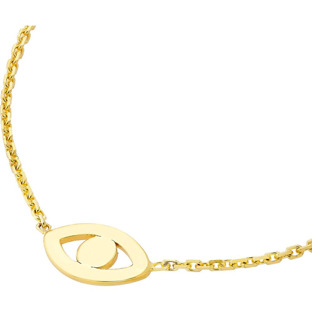 Olas d'Oro - 14K Yellow Gold Mini Evil Eye Cutout Adjustable Necklace - 1.70g