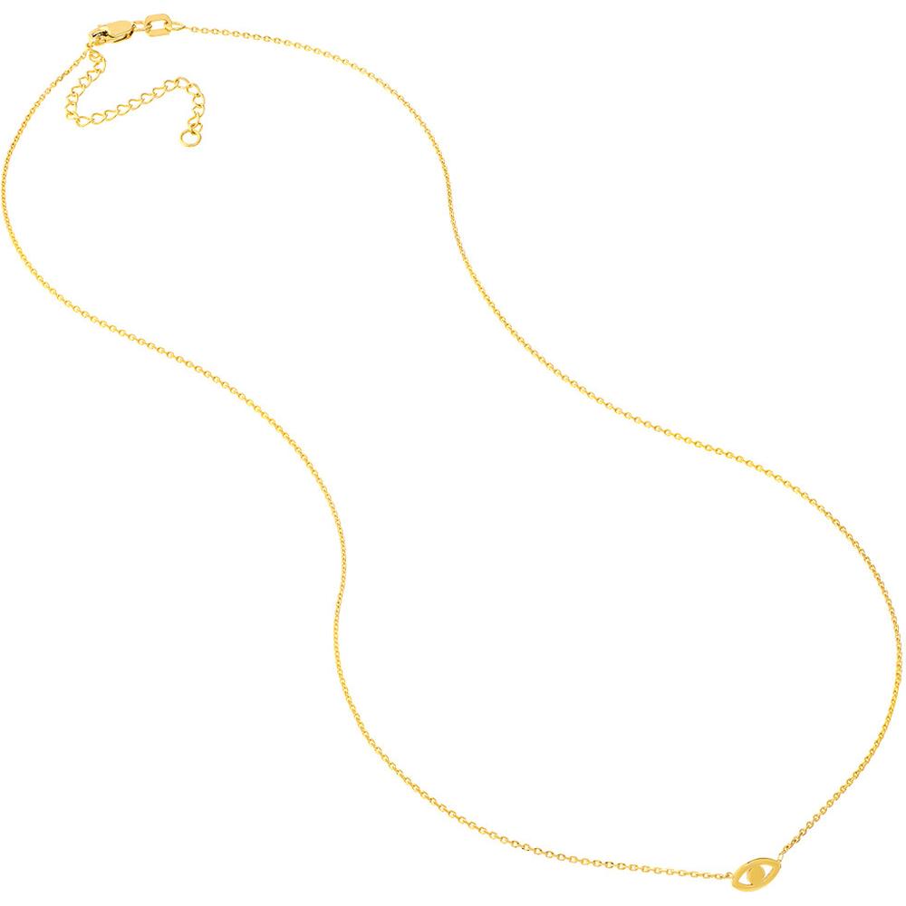 Olas d'Oro - 14K Yellow Gold Mini Evil Eye Cutout Adjustable Necklace - 1.70g