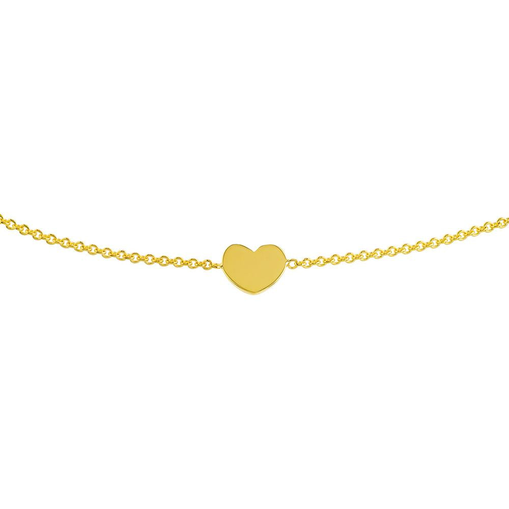 Olas d'Oro - 14K Yellow Gold Mini Heart Bolo Bracelet with Adjustable Silicon Bead Closure - 1.53g Total Weight