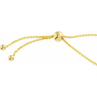 Olas d'Oro - 14K Yellow Gold Mini Heart Bolo Bracelet with Adjustable Silicon Bead Closure - 1.53g Total Weight