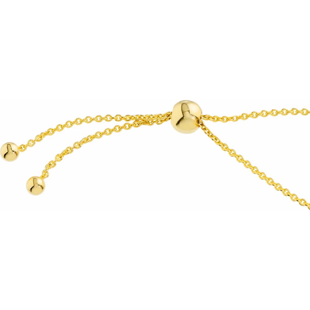 Olas d'Oro - 14K Yellow Gold Mini Heart Bolo Bracelet with Adjustable Silicon Bead Closure - 1.53g Total Weight