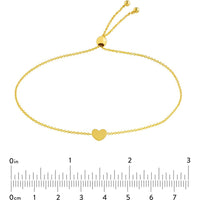 Olas d'Oro - 14K Yellow Gold Mini Heart Bolo Bracelet with Adjustable Silicon Bead Closure - 1.53g Total Weight