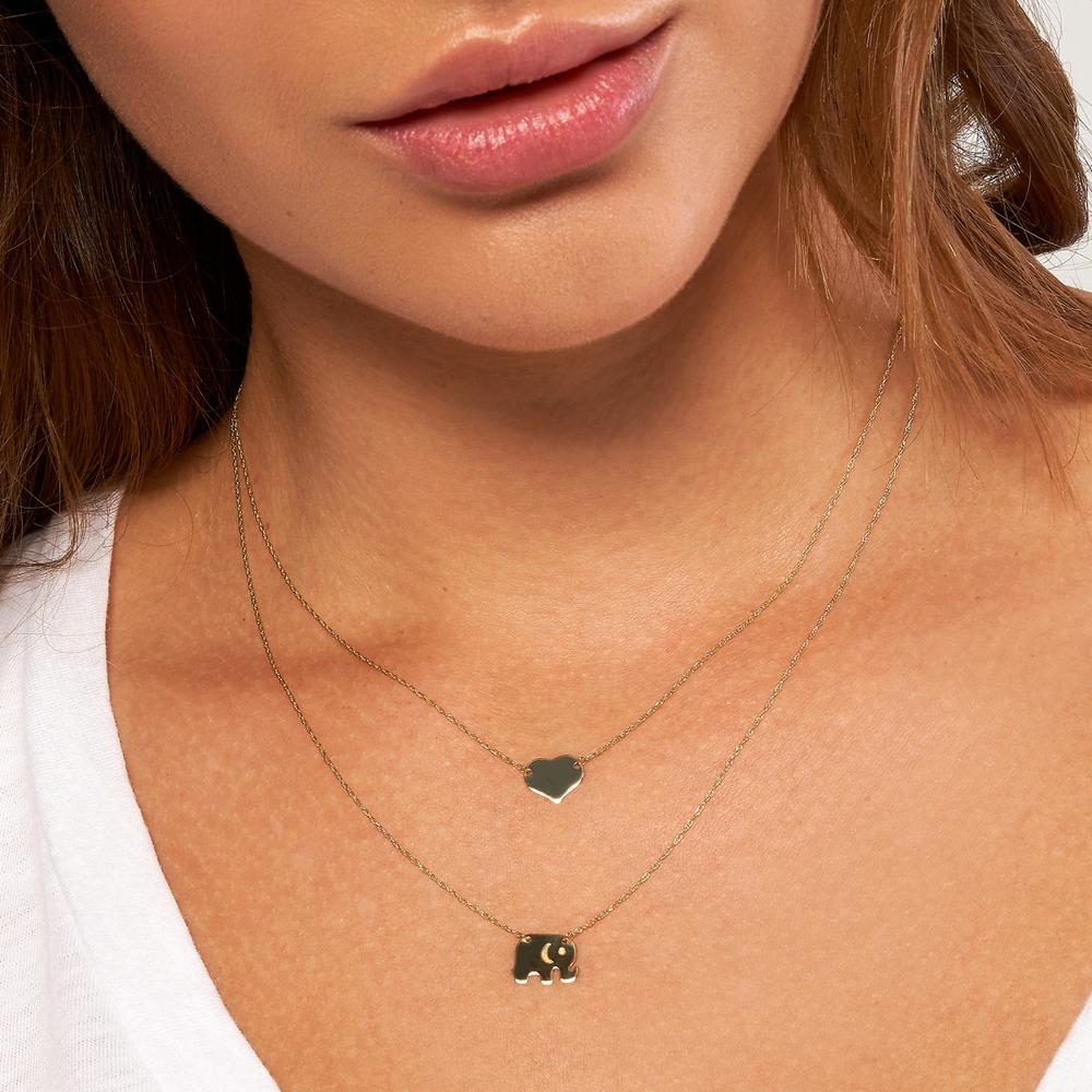 Olas d'Oro - 14K Yellow Gold Mini Heart Pendant Adjustable Necklace