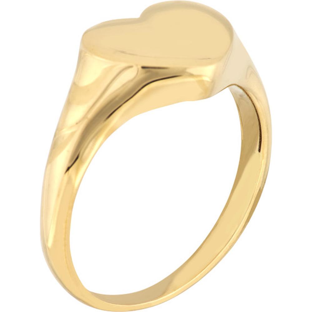 Olas d'Oro - 14K Yellow Gold Mini Heart Signet Ring - Size 6