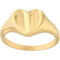 Olas d'Oro - 14K Yellow Gold Mini Heart Signet Ring Size 7 2.50 Grams