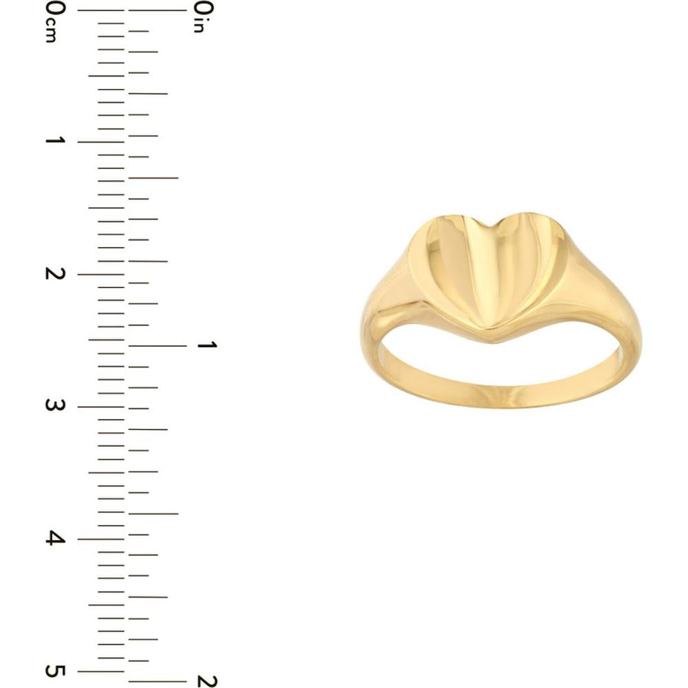 Olas d'Oro - 14K Yellow Gold Mini Heart Signet Ring Size 7 2.50 Grams