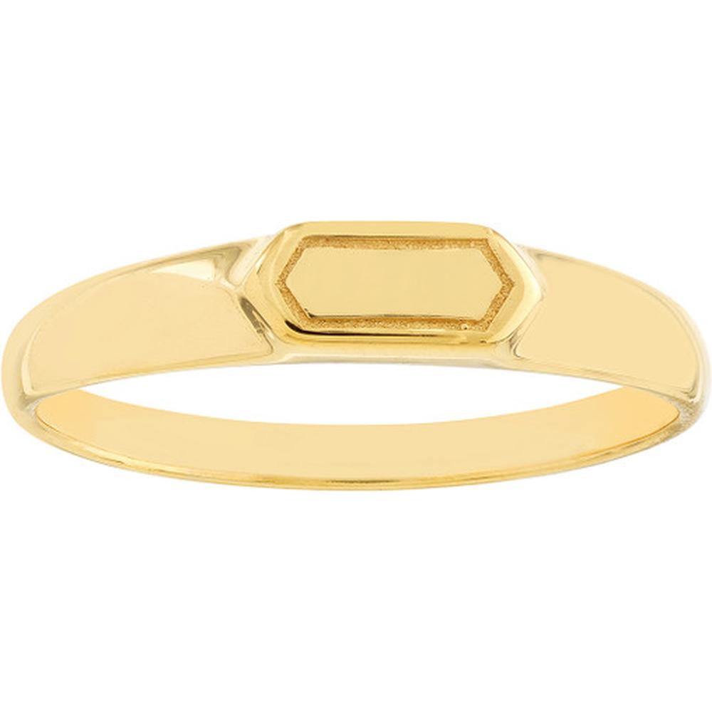 Olas d'Oro - 14K Yellow Gold Mini Hexagon Bar Signet Ring - Size 8