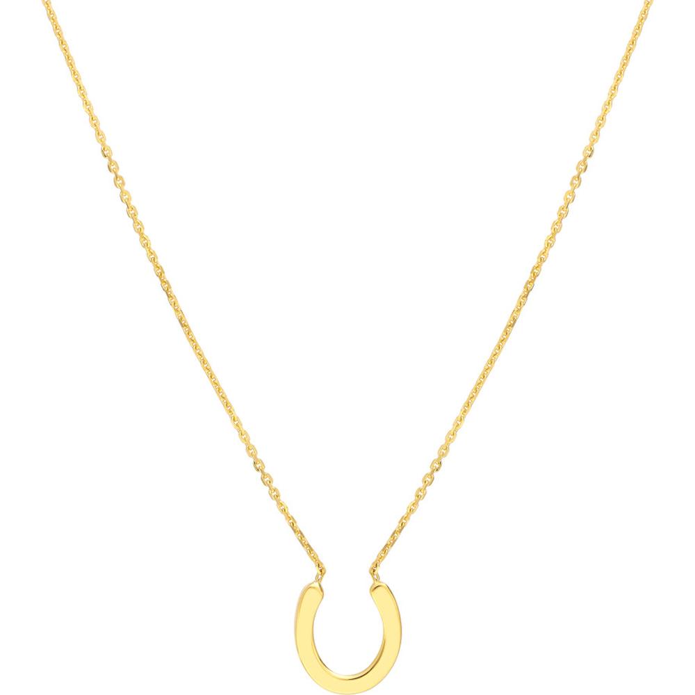 Olas d'Oro - 14K Yellow Gold Mini Horseshoe Adjustable Necklace - 1.88g