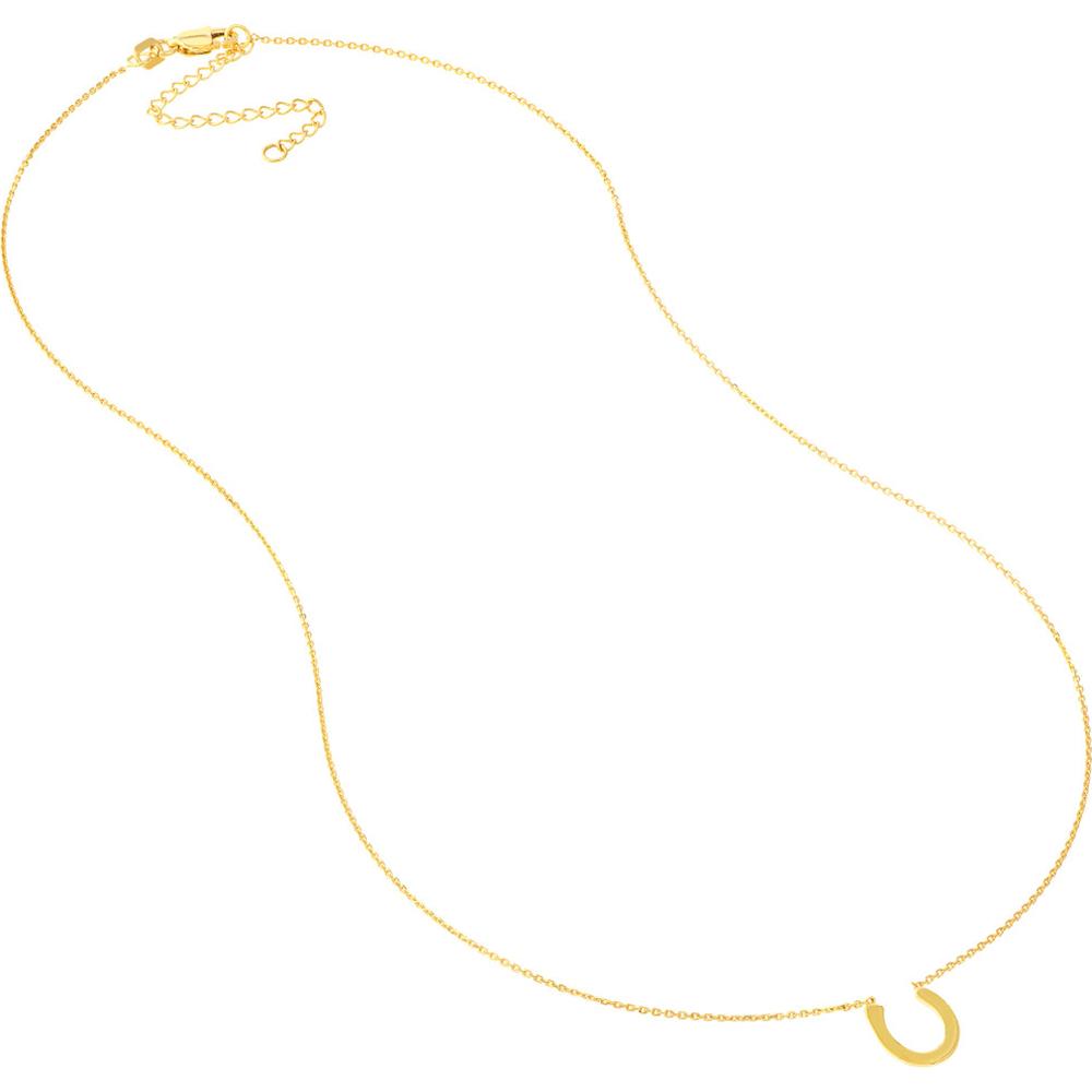 Olas d'Oro - 14K Yellow Gold Mini Horseshoe Adjustable Necklace - 1.88g