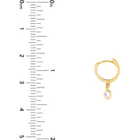 Olas d'Oro - 14K Yellow Gold Mini Huggie Hoop Earrings with CZ Bezel Drop - 0.12 Carat Total CZ Weight