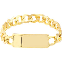Olas d'Oro - 14K Yellow Gold Mini ID Plate Curb Chain Ring - Size 6