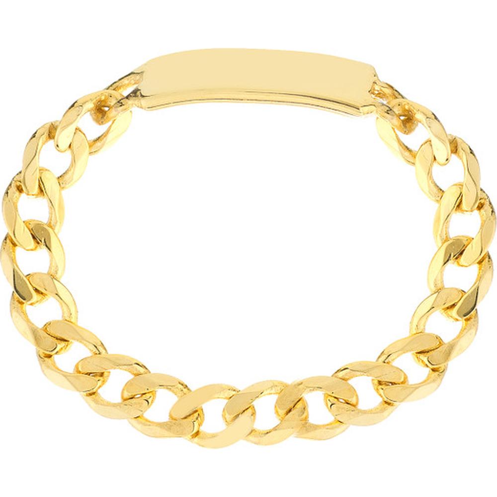 Olas d'Oro - 14K Yellow Gold Mini ID Plate Curb Chain Ring - Size 6