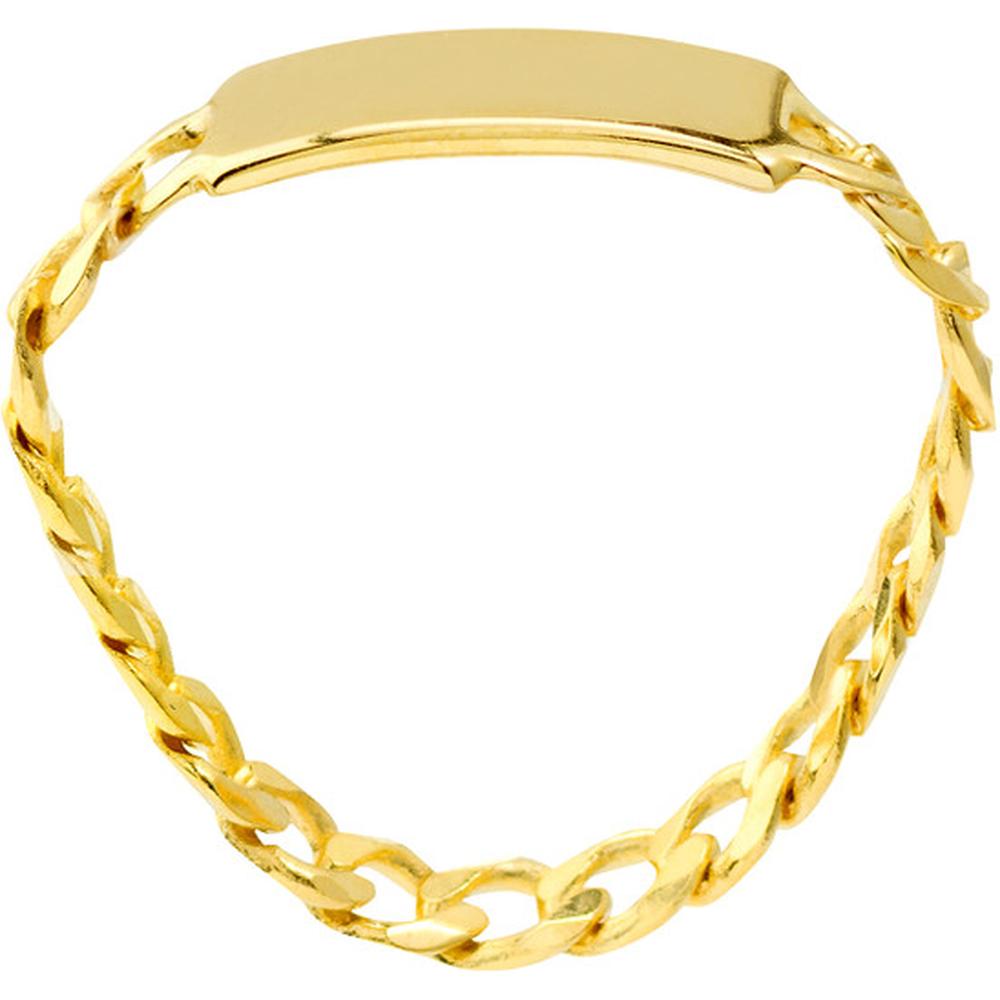 Olas d'Oro - 14K Yellow Gold Mini ID Plate Curb Chain Ring - Size 6