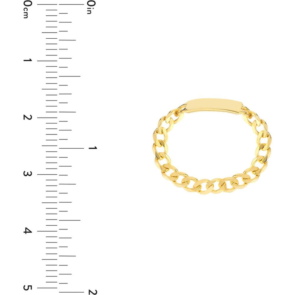 Olas d'Oro - 14K Yellow Gold Mini ID Plate Curb Chain Ring - Size 6
