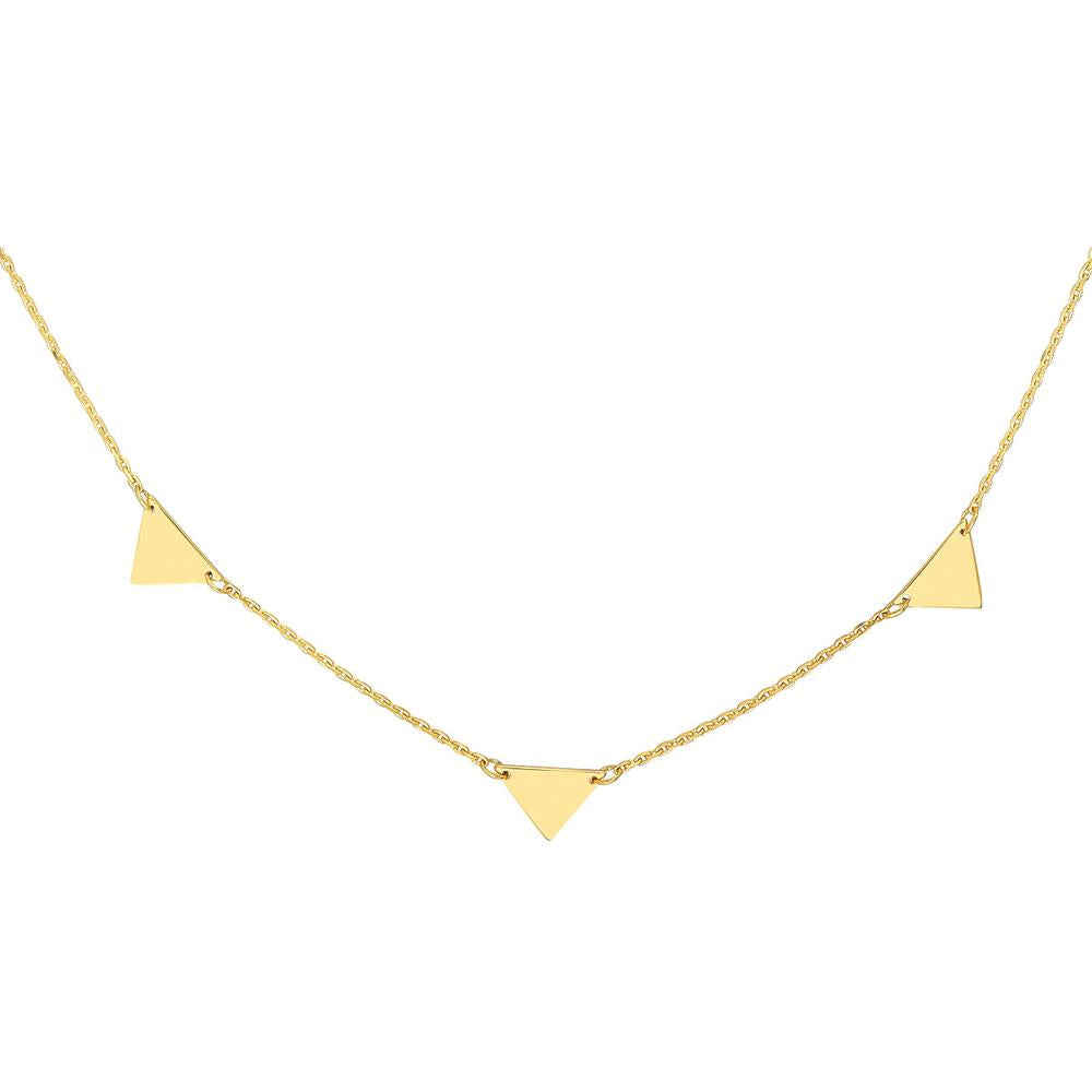 Olas d'Oro - 14K Yellow Gold Mini Inverted Triangles Adjustable Necklace - 2.20g