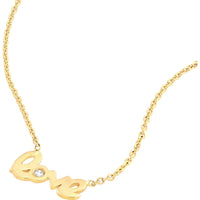 Olas d'Oro - 14K Yellow Gold Mini Love Necklace with 1pt Diamond Pendant