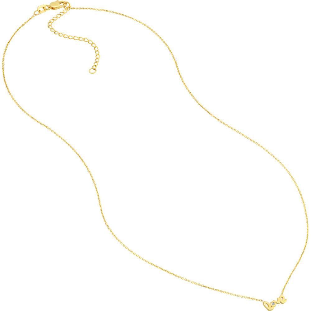 Olas d'Oro - 14K Yellow Gold Mini Love Necklace with 1pt Diamond Pendant