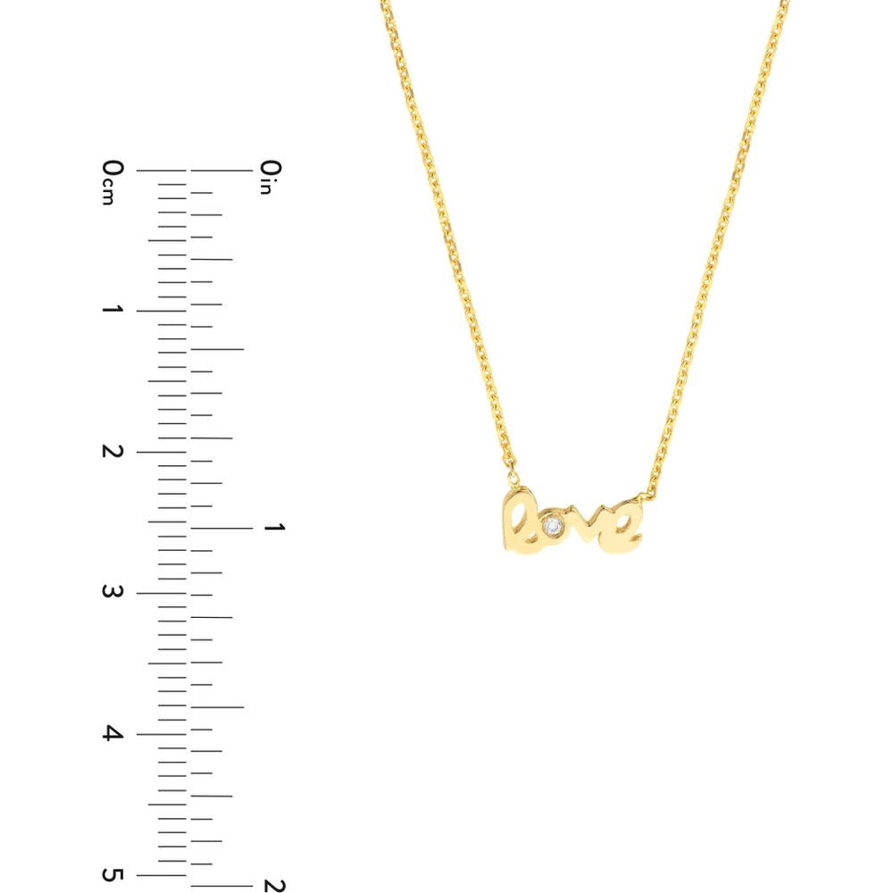 Olas d'Oro - 14K Yellow Gold Mini Love Necklace with 1pt Diamond Pendant
