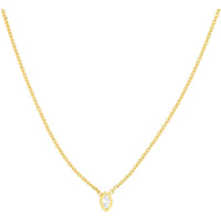Olas d'Oro - 14K Yellow Gold Mini Marquise Diamond Bezel Drop Necklace - 0.04 Carat Total Diamond Weight