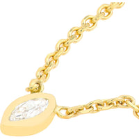 Olas d'Oro - 14K Yellow Gold Mini Marquise Diamond Bezel Drop Necklace - 0.04 Carat Total Diamond Weight