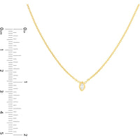 Olas d'Oro - 14K Yellow Gold Mini Marquise Diamond Bezel Drop Necklace - 0.04 Carat Total Diamond Weight