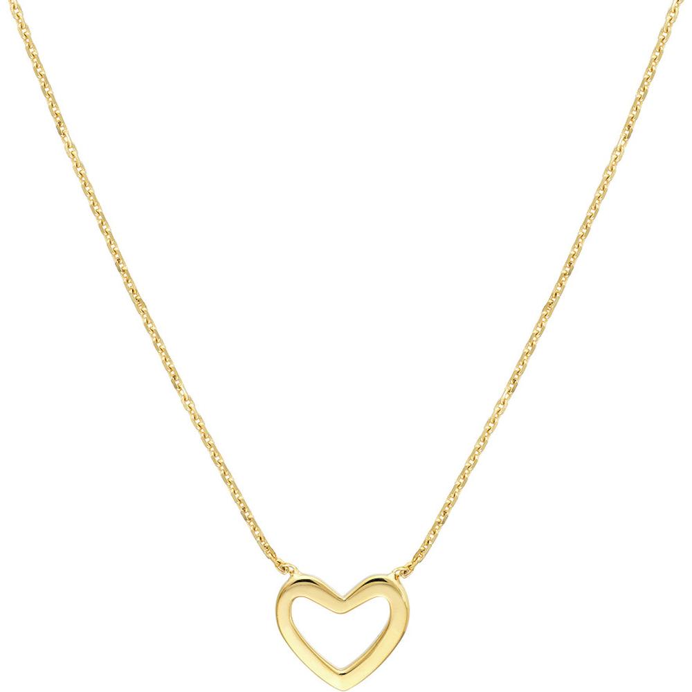 Olas d'Oro - 14K Yellow Gold Mini Open Heart Pendant Necklace with Adjustable Chain  1.95g