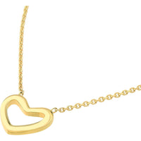 Olas d'Oro - 14K Yellow Gold Mini Open Heart Pendant Necklace with Adjustable Chain  1.95g
