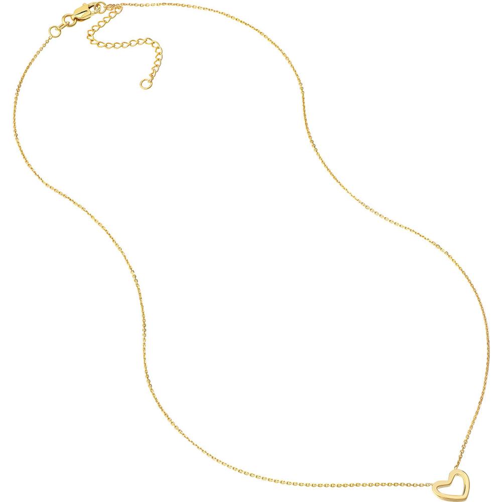 Olas d'Oro - 14K Yellow Gold Mini Open Heart Pendant Necklace with Adjustable Chain  1.95g
