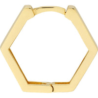 Olas d'Oro - 14K Yellow Gold Mini Pentagon Shaped Huggie Earrings - 2.09g