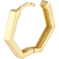 Olas d'Oro - 14K Yellow Gold Mini Pentagon Shaped Huggie Earrings - 2.09g