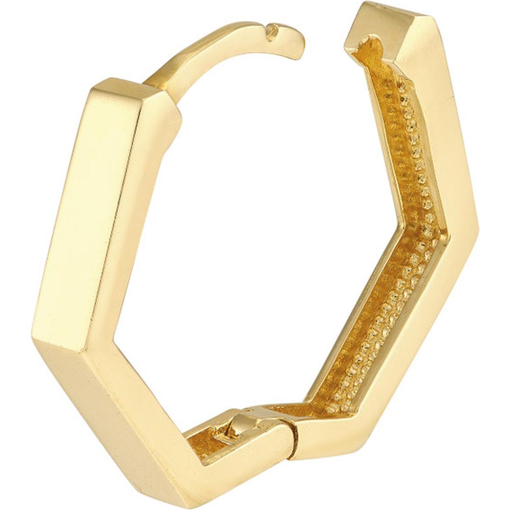 Olas d'Oro - 14K Yellow Gold Mini Pentagon Shaped Huggie Earrings - 2.09g