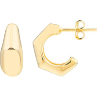 Olas d'Oro - 14K Yellow Gold Mini Puff Bamboo Half Hoop Earrings - 3.95g Total Weight