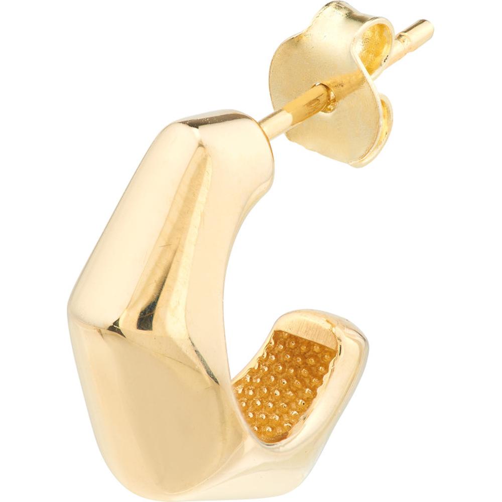 Olas d'Oro - 14K Yellow Gold Mini Puff Bamboo Half Hoop Earrings - 3.95g Total Weight