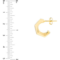 Olas d'Oro - 14K Yellow Gold Mini Puff Bamboo Half Hoop Earrings - 3.95g Total Weight