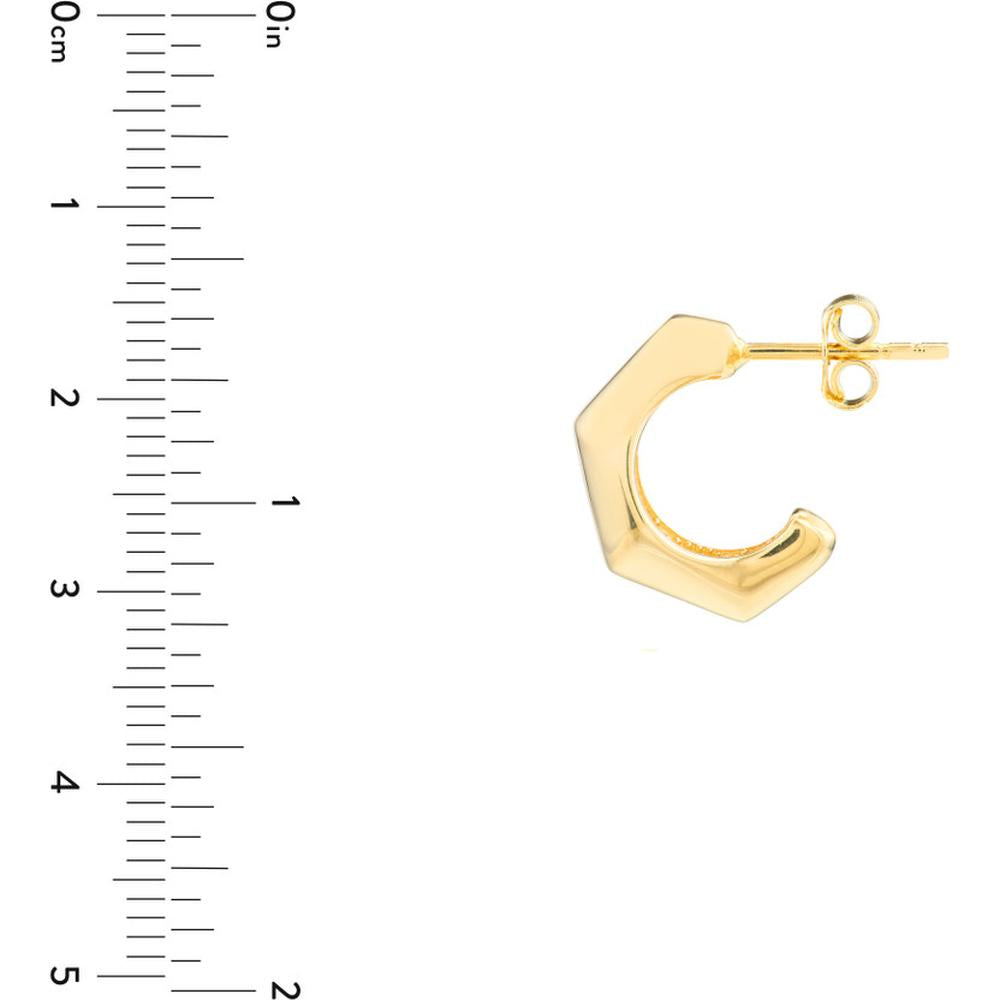 Olas d'Oro - 14K Yellow Gold Mini Puff Bamboo Half Hoop Earrings - 3.95g Total Weight