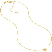 Olas d'Oro - 14K Yellow Gold Mini Puff Heart Pendant Necklace - Adjustable 2" Chain