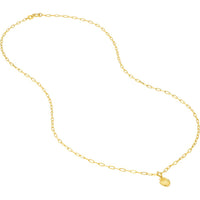 Olas d'Oro - 14K Yellow Gold Mini Seashell Paper Clip Necklace with Spring Ring Closure - 1.93g
