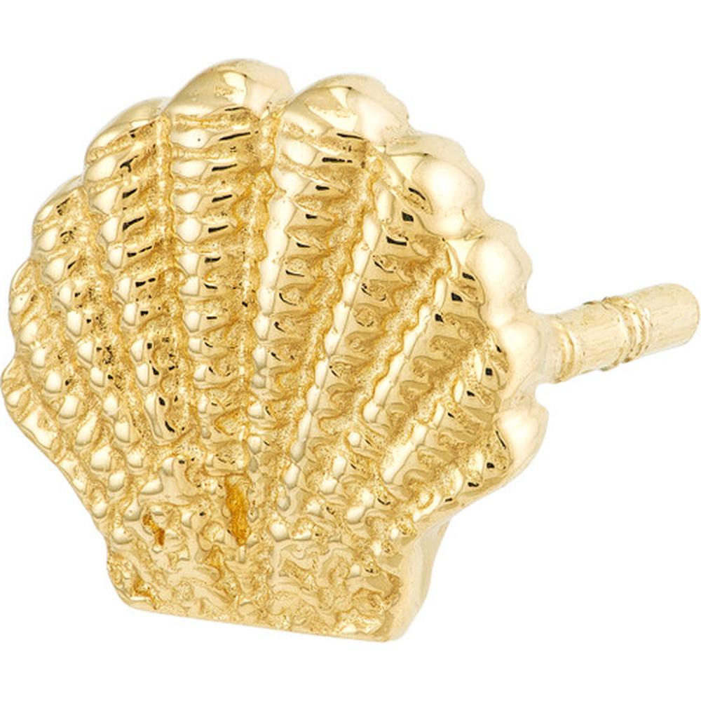 Olas d'Oro - 14K Yellow Gold Mini Seashell Stud Earrings - 1.13g Total Weight