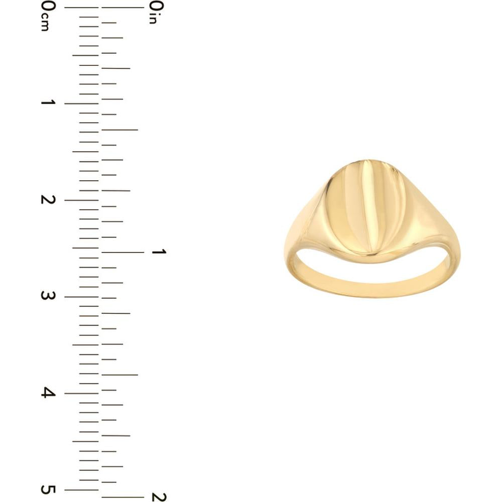 Olas d'Oro - 14K Yellow Gold Mini Signet Oval Ring - Size 7 - 3.30 Grams Weight