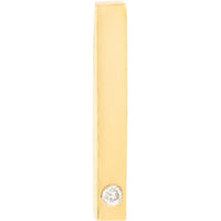 Olas d'Oro - 14K Yellow Gold Mini Staple Bar Earrings with Diamond - 0.01 Carat Total Diamond Weight