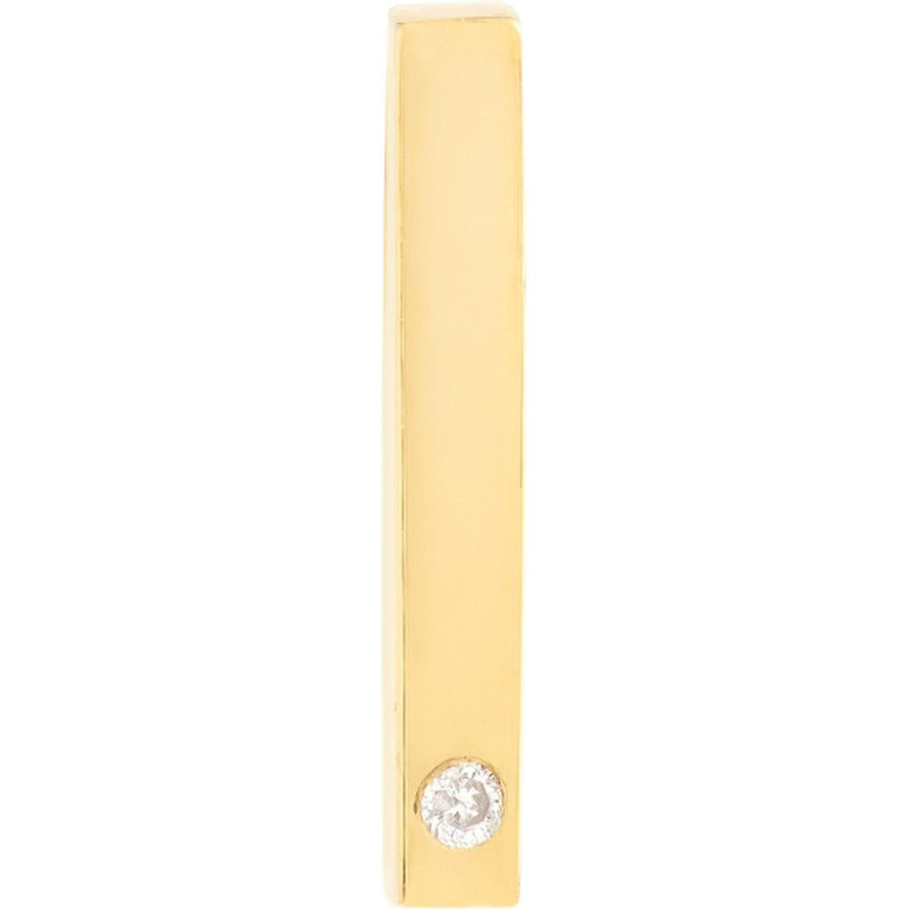 Olas d'Oro - 14K Yellow Gold Mini Staple Bar Earrings with Diamond - 0.01 Carat Total Diamond Weight