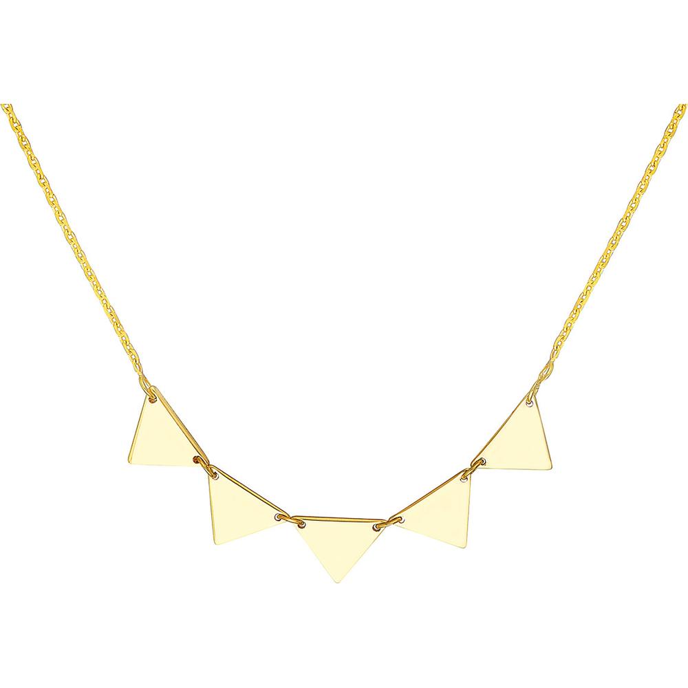 Olas d'Oro - 14K Yellow Gold Mini Triangle Tribal Pattern Necklace - 2.20g Weight