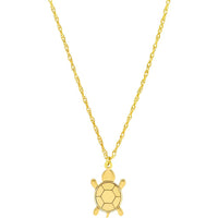 Olas d'Oro - 14K Yellow Gold Mini Turtle Adjustable Pendant Necklace