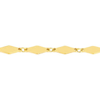 Olas d'Oro - 14K Yellow Gold Mirror Diamond Shape Link Choker Necklace with 3-Inch Extender and Lobster Clasp