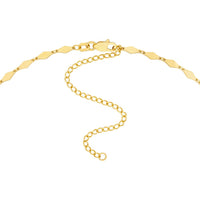Olas d'Oro - 14K Yellow Gold Mirror Diamond Shape Link Choker Necklace with 3-Inch Extender and Lobster Clasp