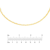 Olas d'Oro - 14K Yellow Gold Mirror Diamond Shape Link Choker Necklace with 3-Inch Extender and Lobster Clasp