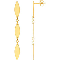 Olas d'Oro - 14K Yellow Gold Mirror Diamond Shape Link Dangle Earrings