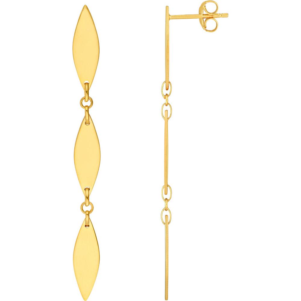 Olas d'Oro - 14K Yellow Gold Mirror Diamond Shape Link Dangle Earrings